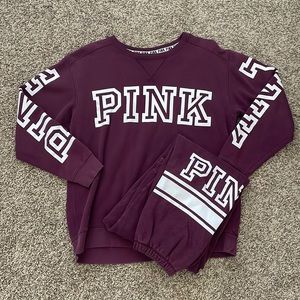 VS PINK Maroon Logo Sweatset